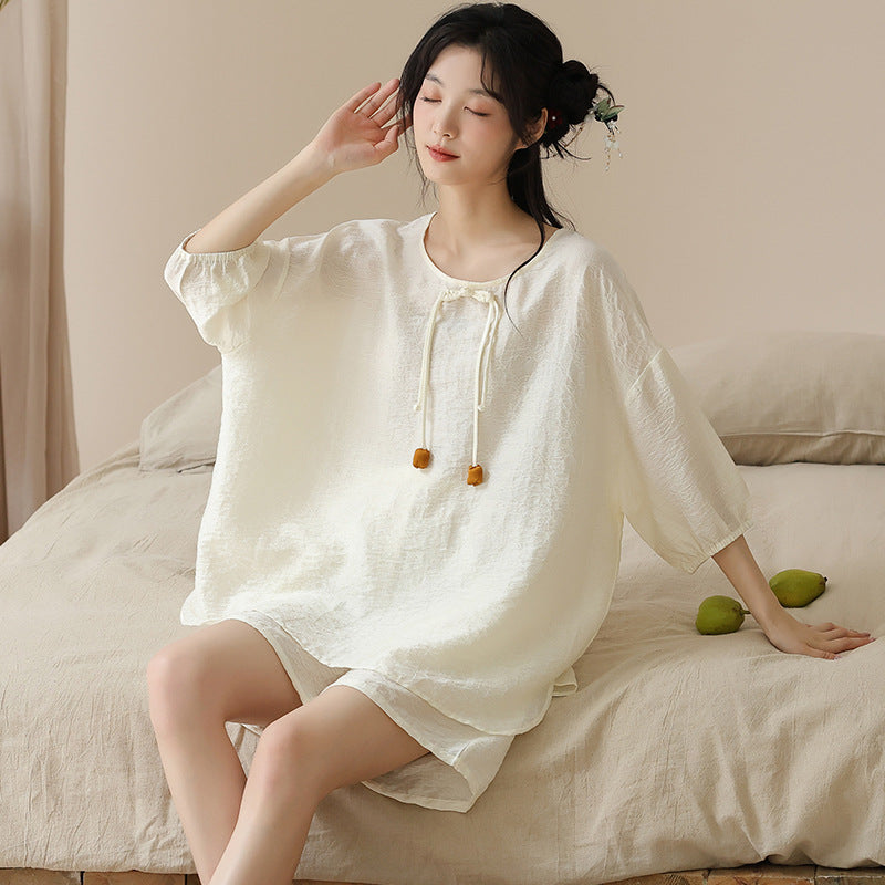 2-Piece Woven Cotton Pajamas Set 100% Polyester