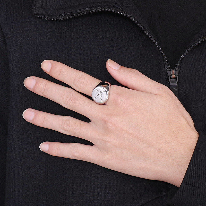Custom Cracked Pattern Mens Ring Gift