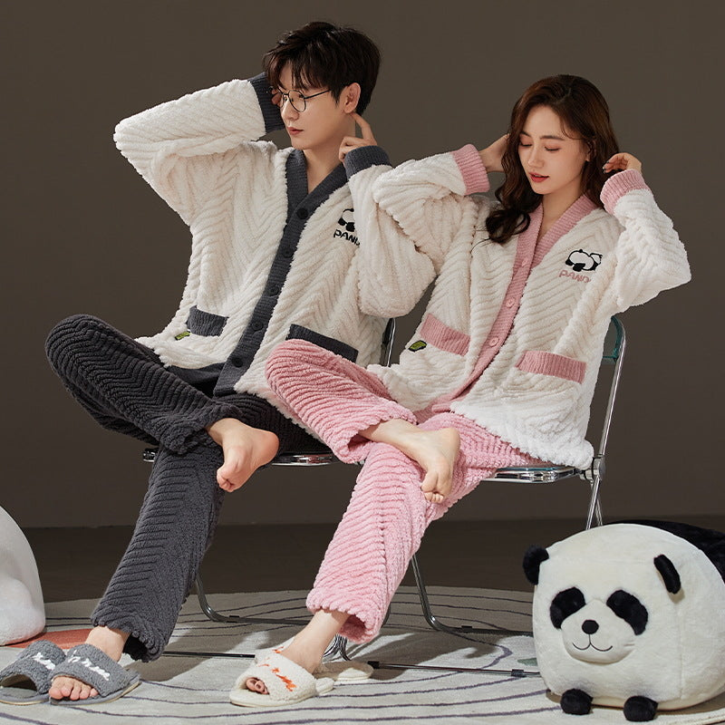 Couples Matching Pajamas Set Flannel Loungewear