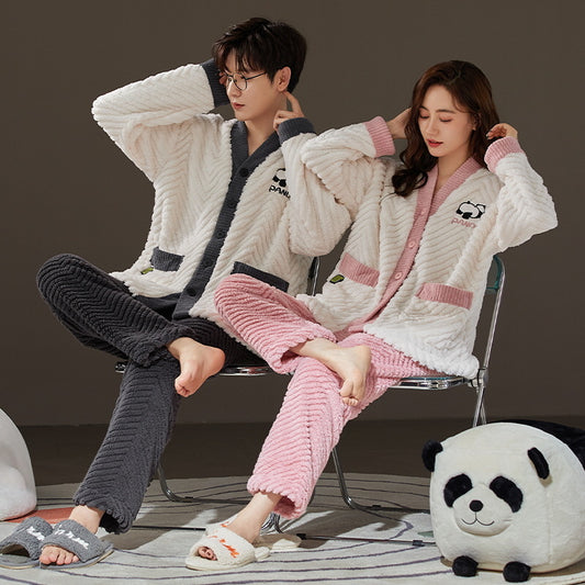Couples Matching Pajamas Set Flannel Loungewear
