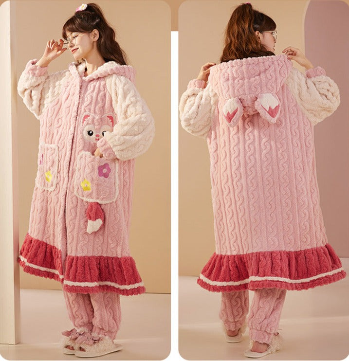 Winter Holiday Flannel Pajamas Set for Women
