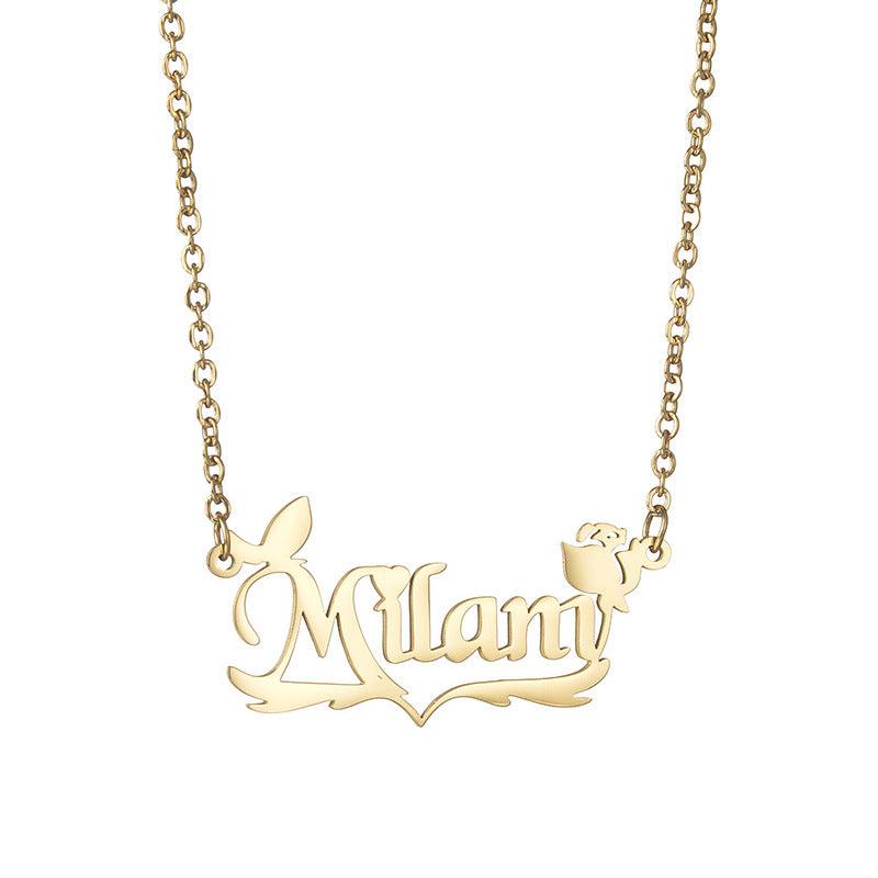 Rose Flower Personal Name Necklace