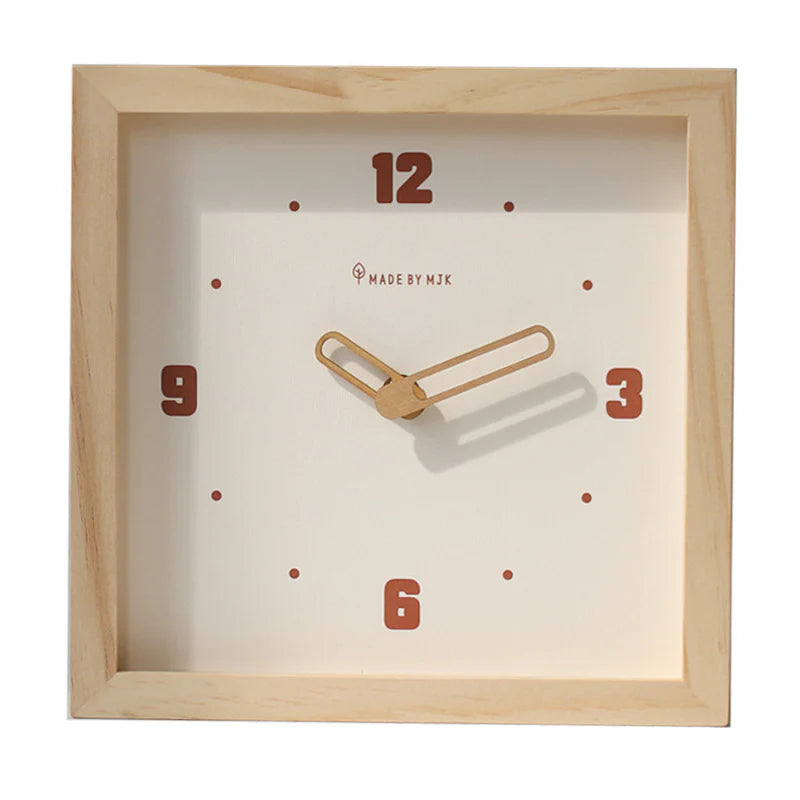Solid Wood Silent Square Clock – Minimal Design