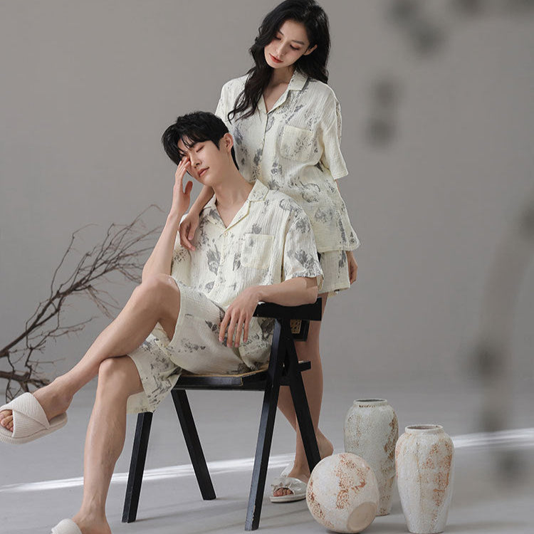 Dreamy Cloud Print Cotton Pajama Set for Couples