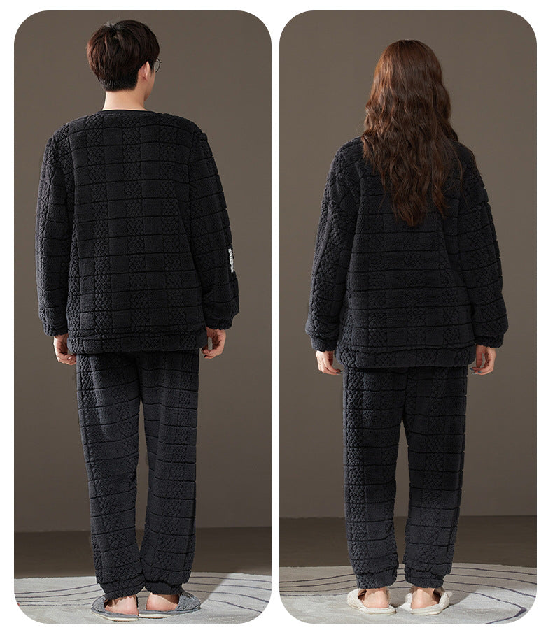 Matching Flannel Winter Pajamas Set for Couples
