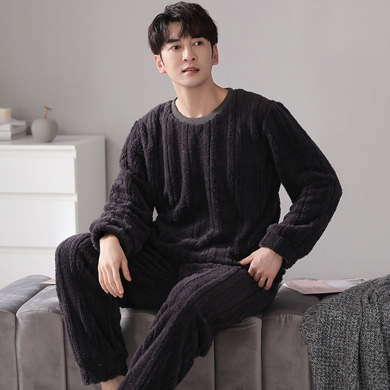 Couple Matching Warm Flannel Nightwear PJs Set