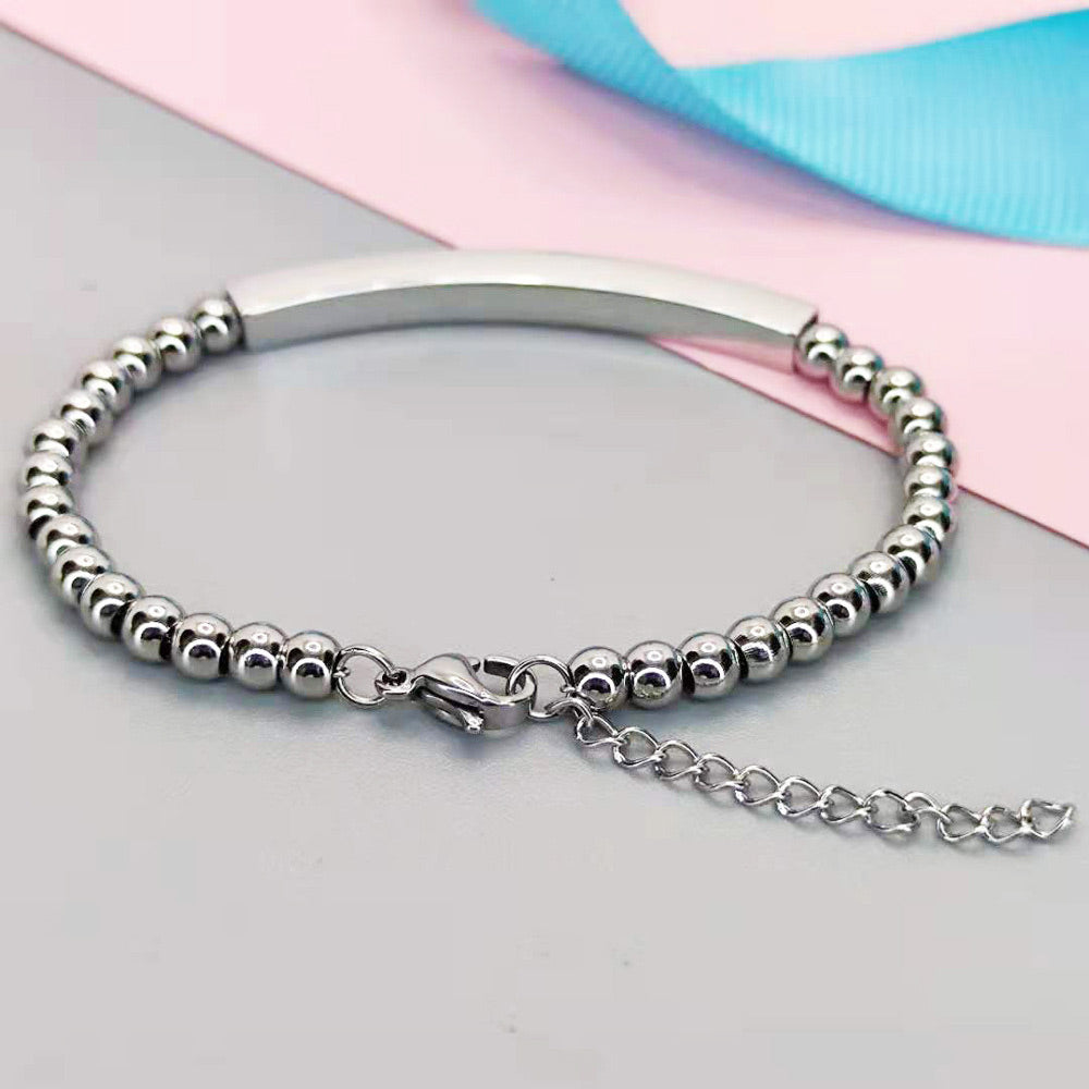 Engraved Name Plated Couple Bracelets Set