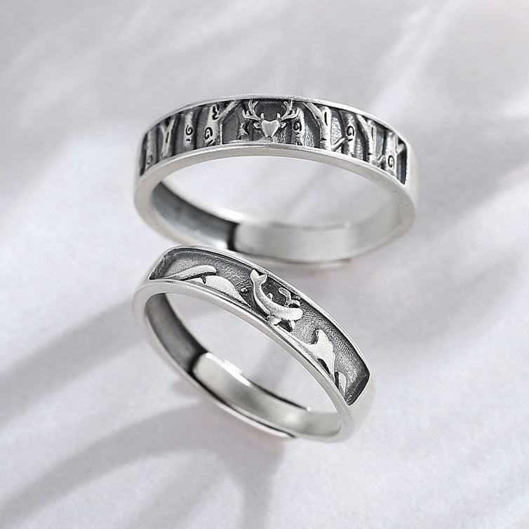 Engraved Wedding Filigree Rings Set for Him and Her