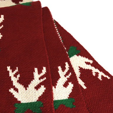 Cute Reindeer Xmas Red Scarf for Girls