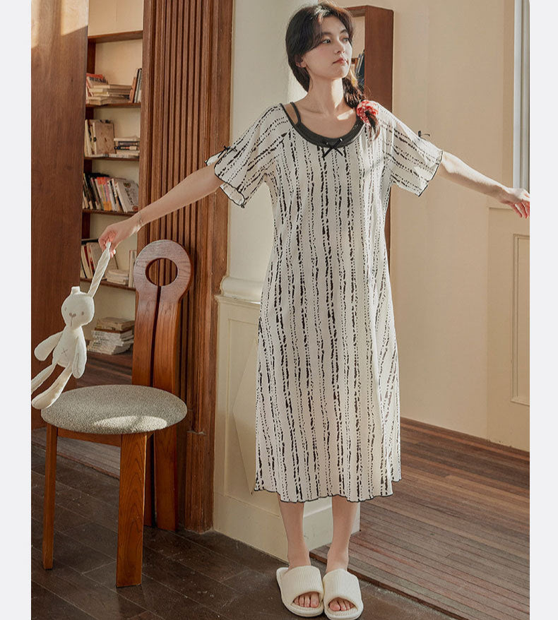 2-Piece Breast Pad Nightgown Set Organic Cotton