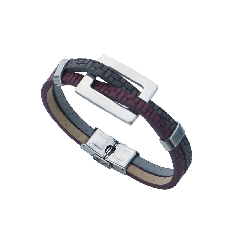 Personalized Mens Bracelet PU Leather