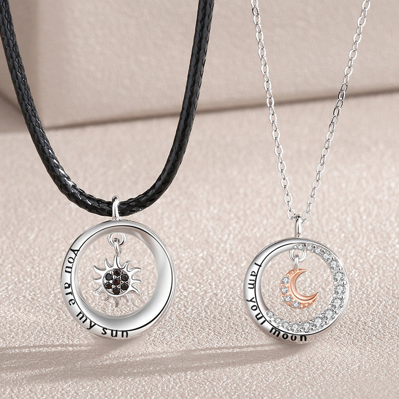 Sun and Moon Promise Couple Necklaces Set