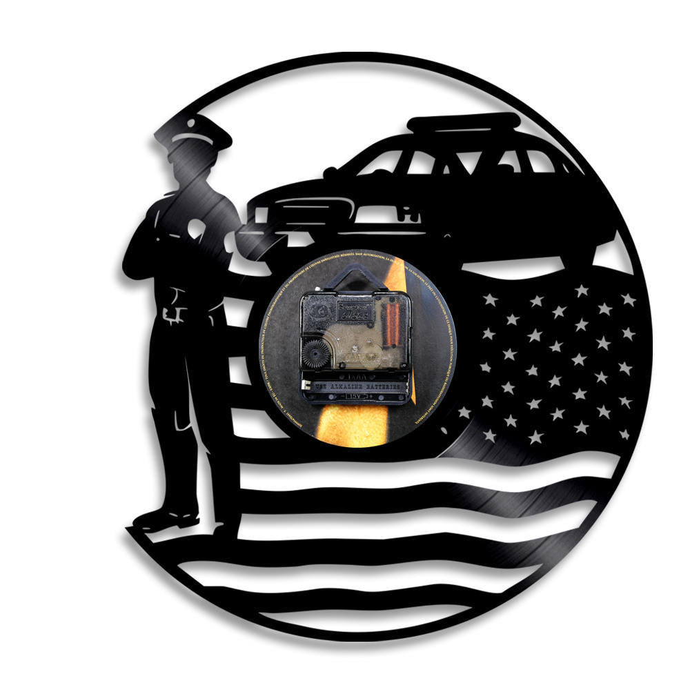 Vinyl Wall Deco Clock Gift for Police Officer