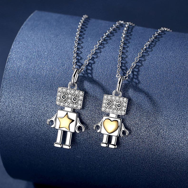 Engraved Matching Couple Necklaces Set for 2