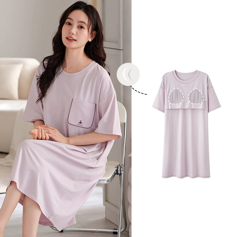 Gullei™ Short Sleeve Sleepwear with Bra Pads Cotton