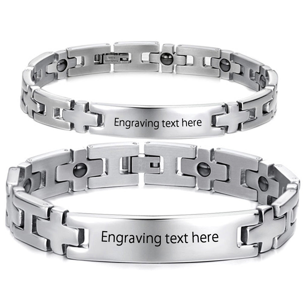Gullei Customized Couple Matching Magnetic Bracelets Set Titanium