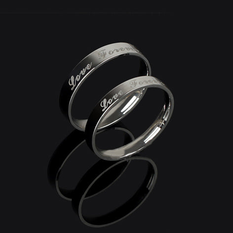 Engraved Love Forever Promise Rings for Him and her