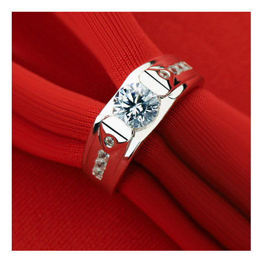 Mens Wedding Ring with Custom Engraving Sterling Silver 7.8mm