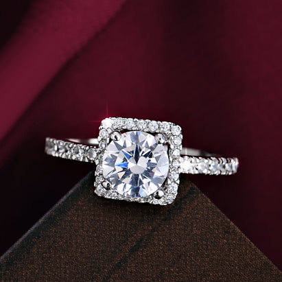 Custom 1.75 Carat Halo Diamond Engagement Ring for Her