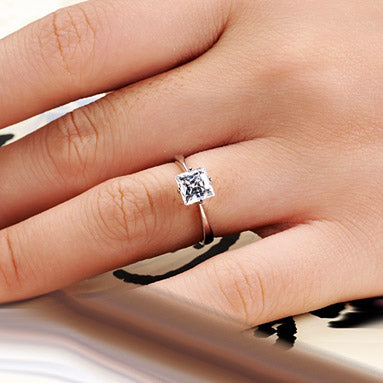 1 Carat Lab Diamond Princess Cut Ring Band for Her