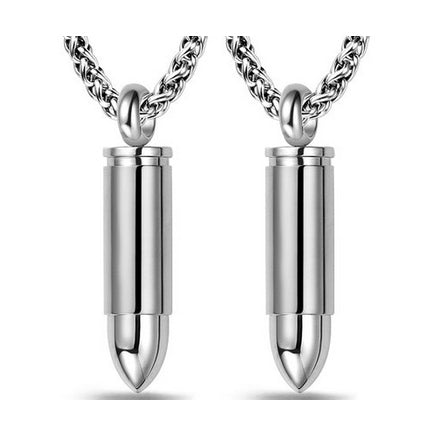 Engraved Urn Cremation Bullets Necklaces Set for Couples