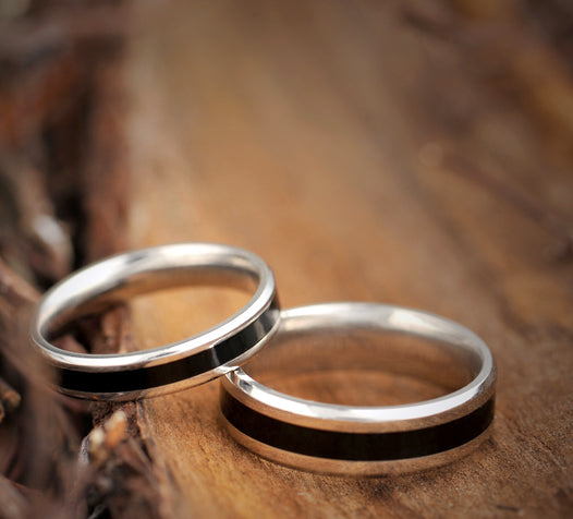 Engraved His and Hers Wedding Bands Set Titanium Steel