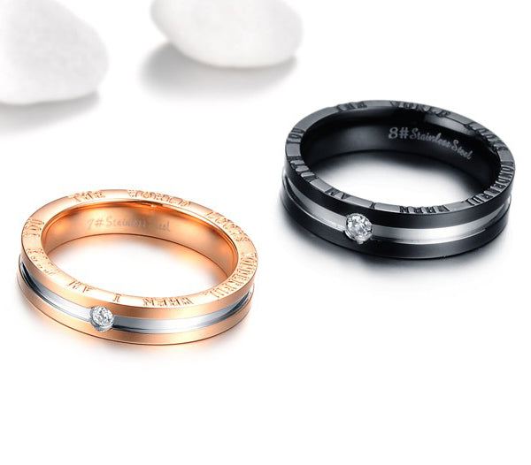 Personalized Matching Promise Rings - Couple Commitment Bands