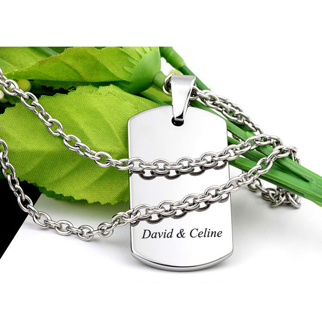 Name Plate Pendant Necklace for Men Valentines Gift