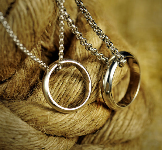 Engraved Lord of the Rings Style Necklaces Set for two