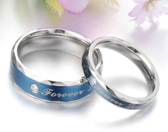 Love Forever Matching Titanium Promise Rings Set for 2