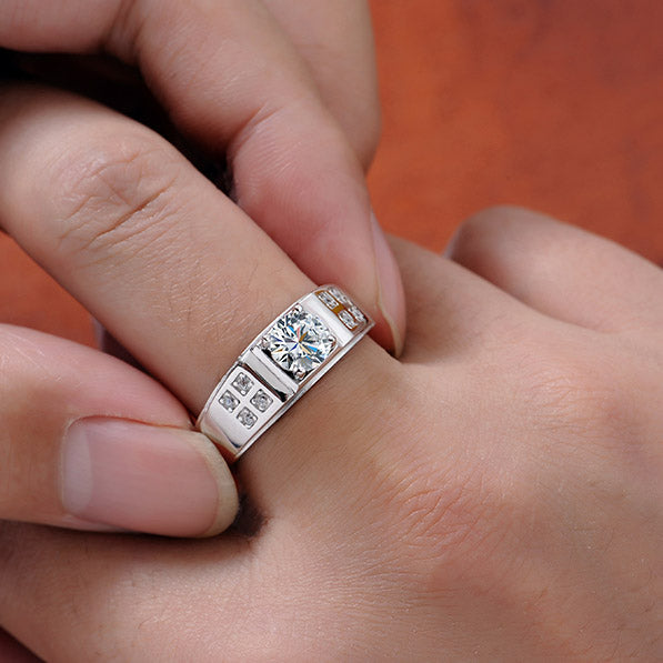 Engravable 2 CZ Diamonds Matching Rings Set for Two