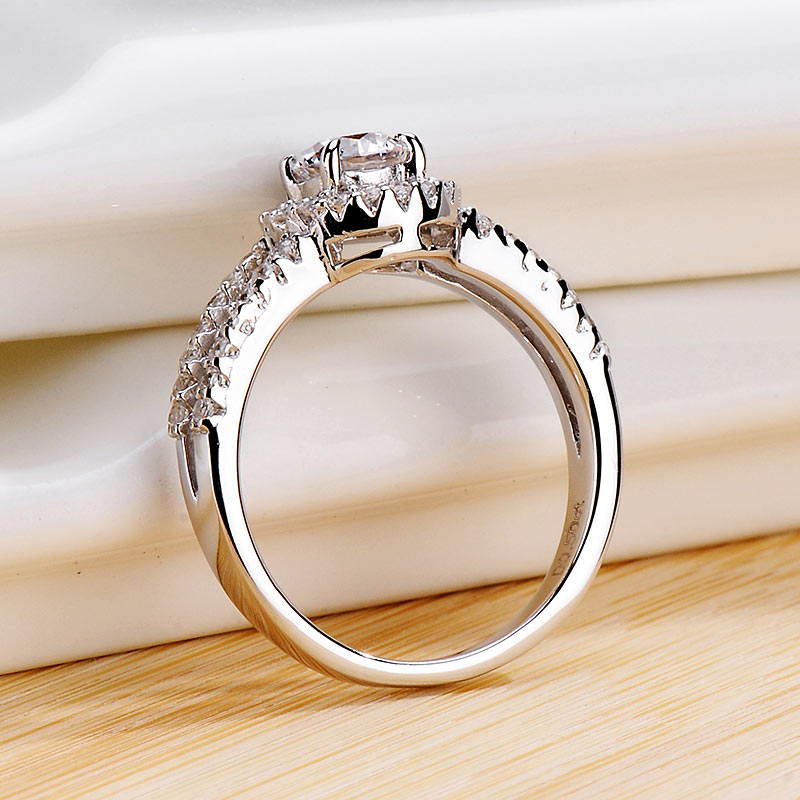 Engraved 0.5 Carat Halo Lab Diamond Ring for Women