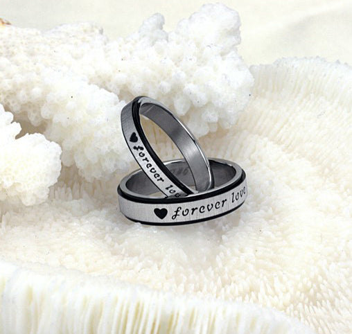 Personalized Forever Love Promise Rings Set for Couples