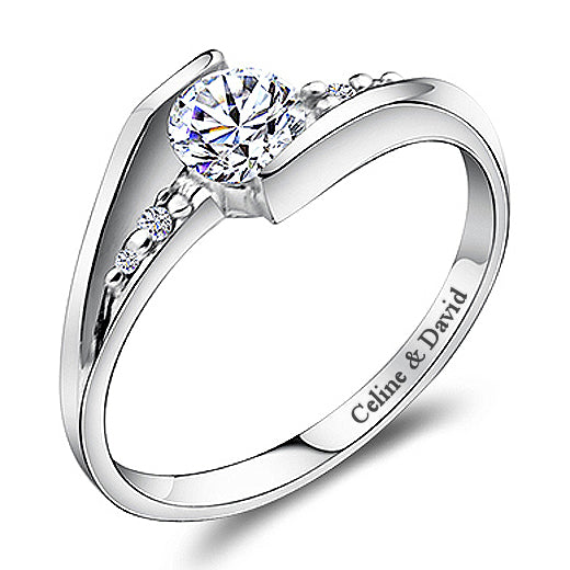 0.6 Carat Diamond Engraved Promise Ring for Her 4.5mm