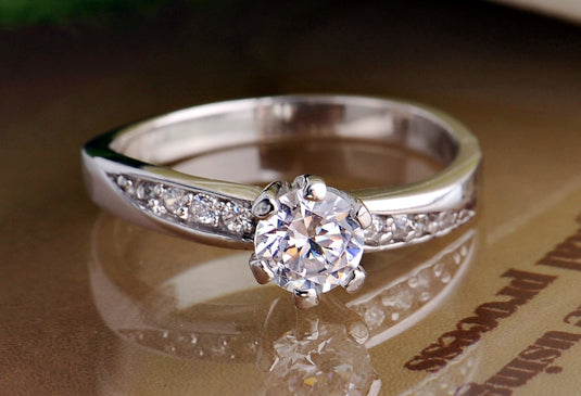 Custom Engraved 0.6Ct Diamond Promise Ring for Her