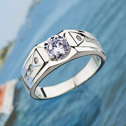 Mens Wedding Ring with Custom Engraving Sterling Silver 7.8mm