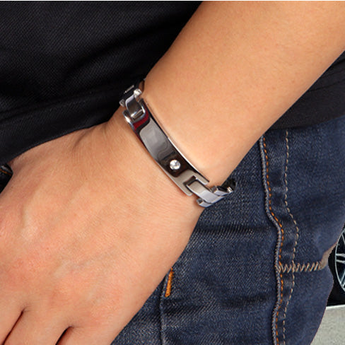 Magnetic Mens Custom Bracelet Stainless Steel 20.4 cm