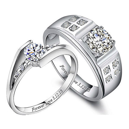 1.6 Carat Diamond Engagement Rings Set with Custom Engraving