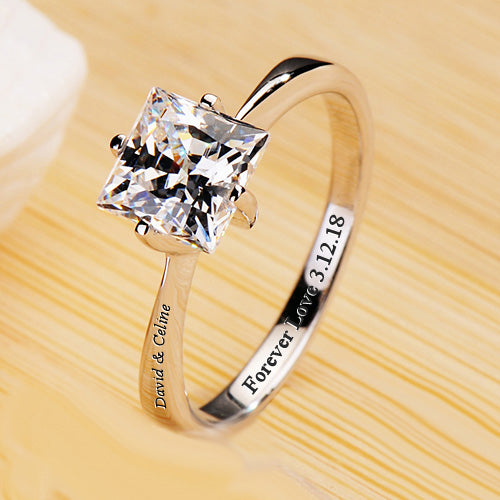 1 Carat Lab Diamond Princess Cut Ring Band for Her