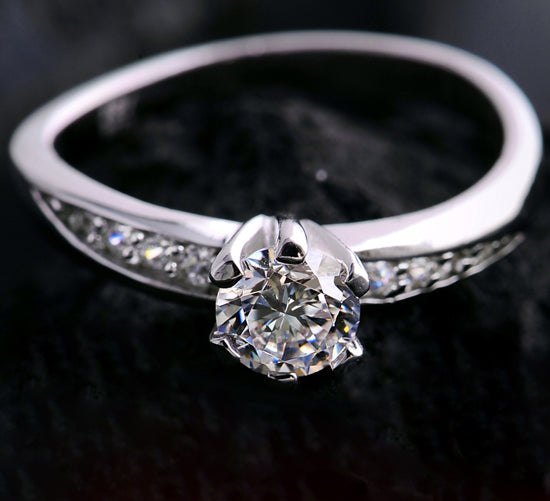 Custom Engraved 0.6Ct Diamond Promise Ring for Her