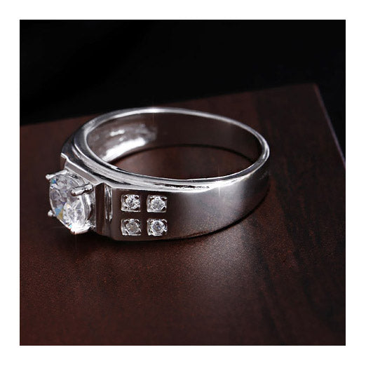 Engravable 2 CZ Diamonds Matching Rings Set for Two