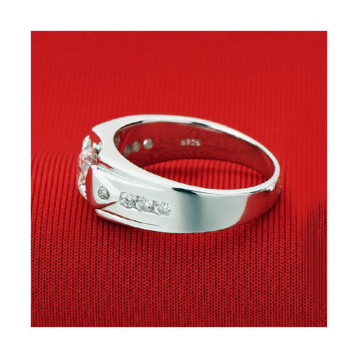 Mens Wedding Ring with Custom Engraving Sterling Silver 7.8mm
