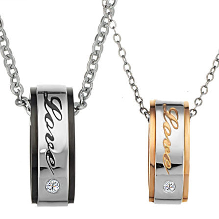 Engraved Matching Promise Necklaces for Couples Set of Two