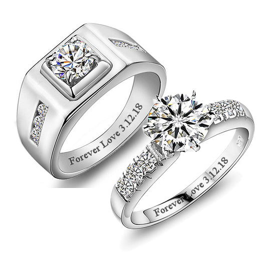 Engraved 1.4 Carat Diamond Celebrity Wedding Bands for Two