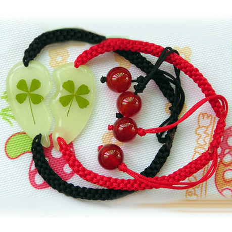 Glow in Dark Hearts Clover Couple Bracelets Set