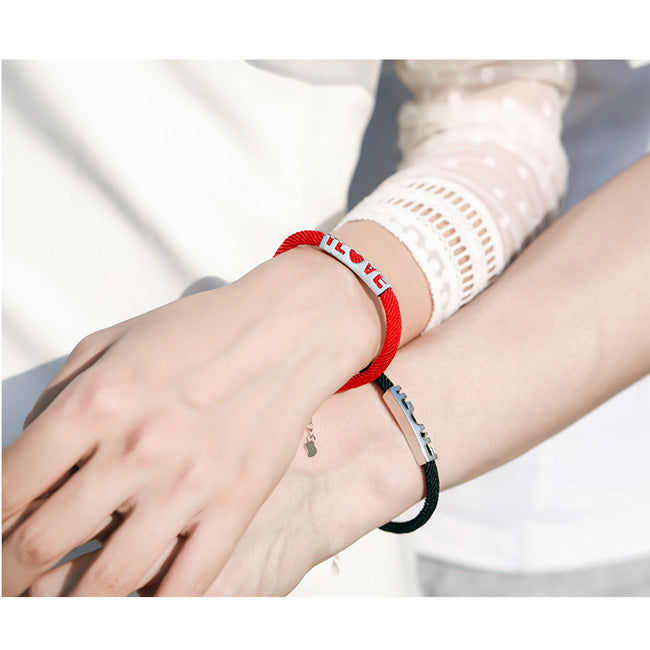 I Love Matching Friendship Bracelets Set for Him and Her