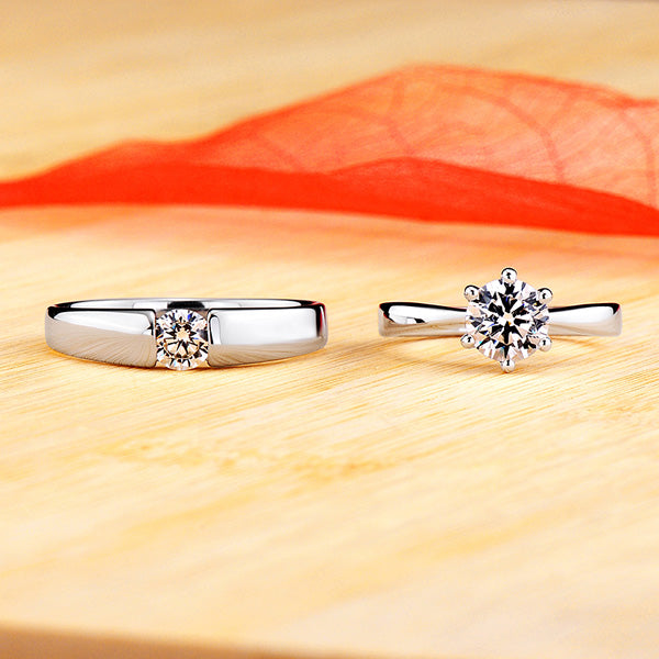 Customized 1 Carat Lab Diamond Solitaire Rings Set