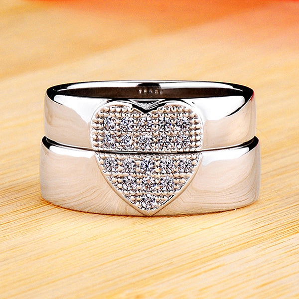 0.04 Carat Diamond Heart Matching Rings Set