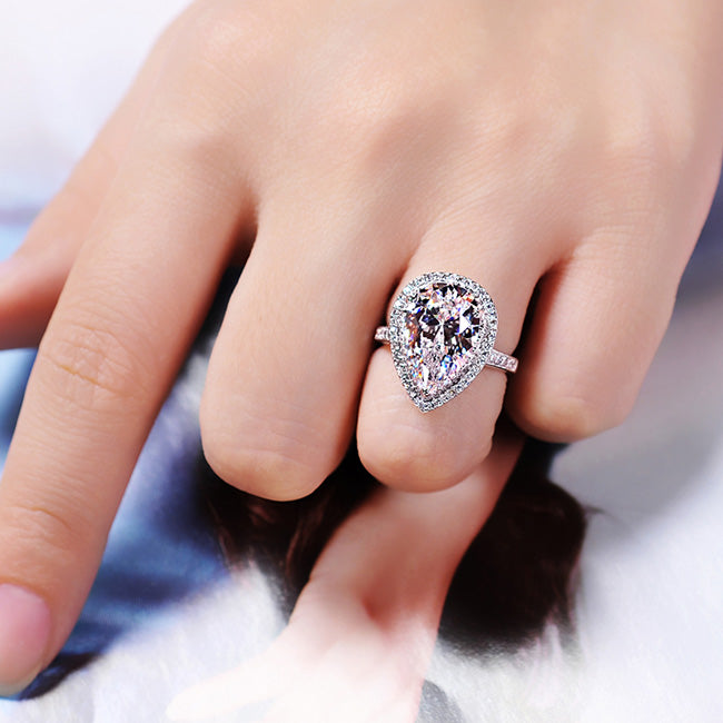 5.5 Carats Lab Diamond Pear Cut Engagement Ring