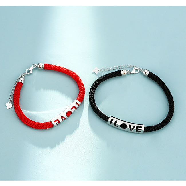 I Love Matching Friendship Bracelets Set for Him and Her